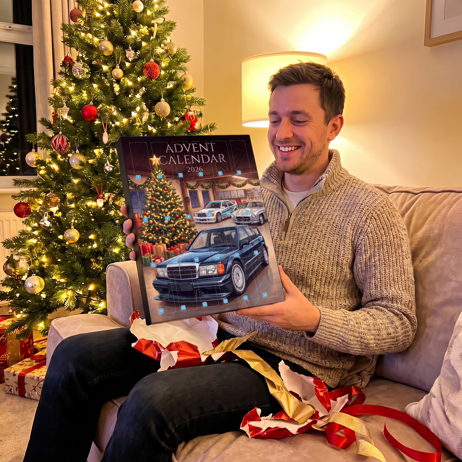 Unwrapping the advent calendar by the Christmas tree