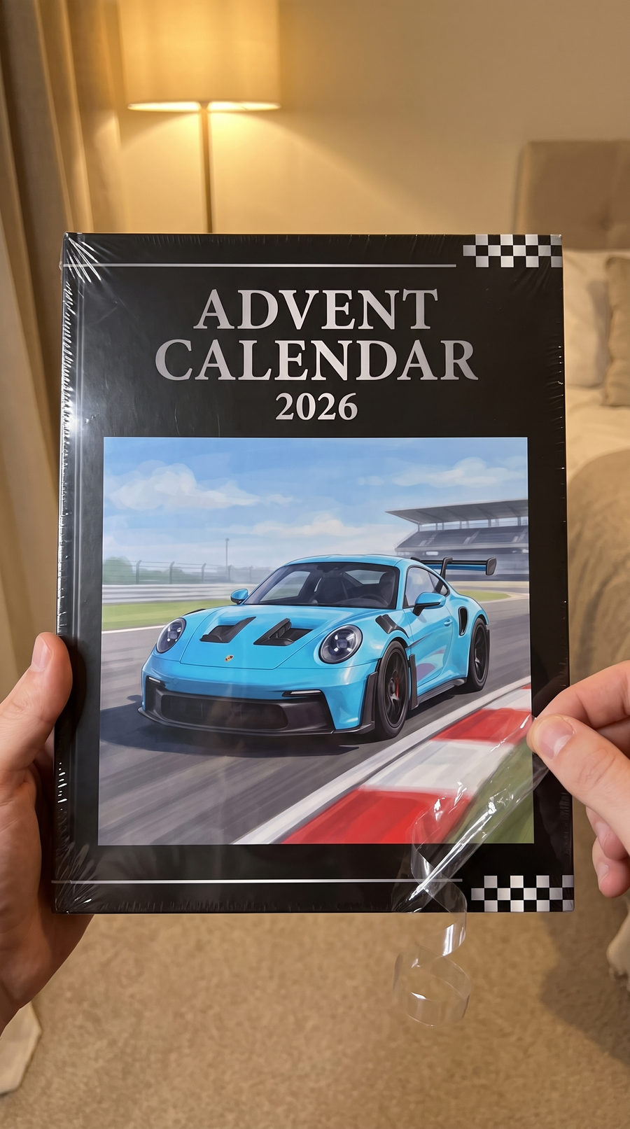 Peeling the shrink film off a new advent calendar