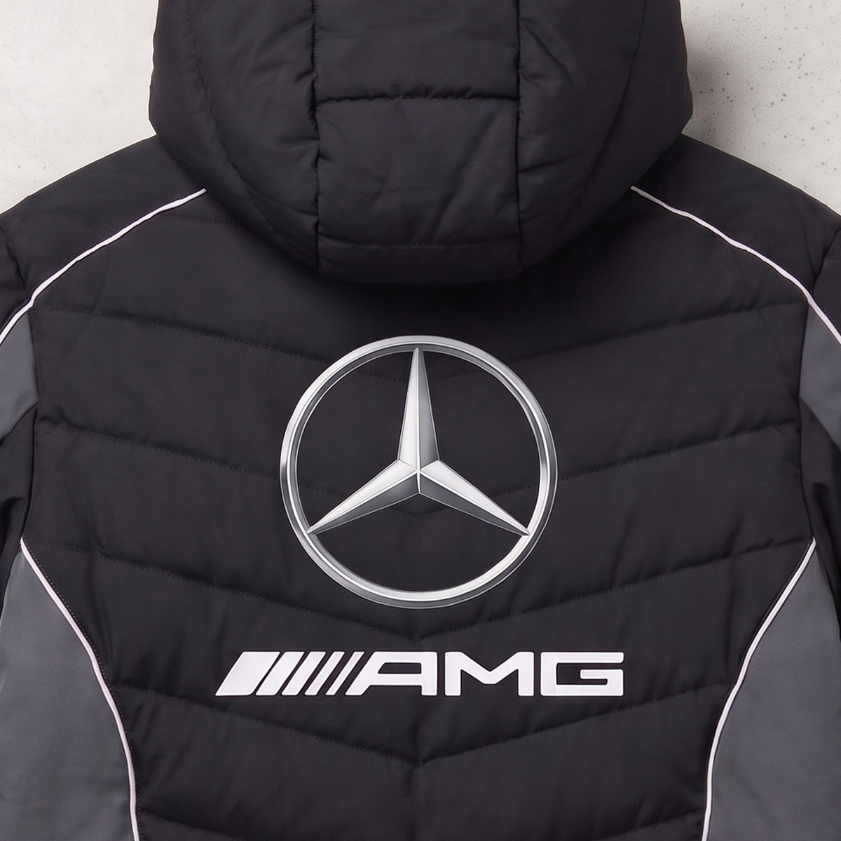 Close-up of the star and AMG badge on the back