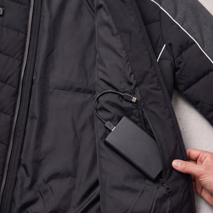 Power bank in the inner zip pocket of the Mercedes-AMG edition heated jacket