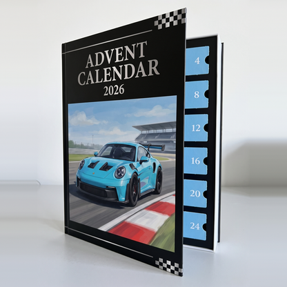 The calendar cover opening to reveal the doors